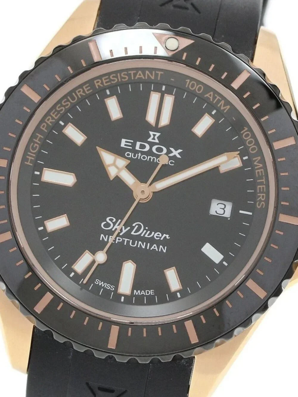 EDOX Skydiver Neptunian 80120-37RNNCA-NIR Date black Dial Automatic Men's_959966